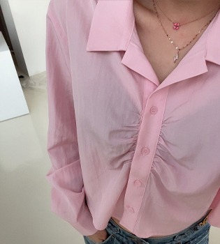 크롭 핑크 셔츠